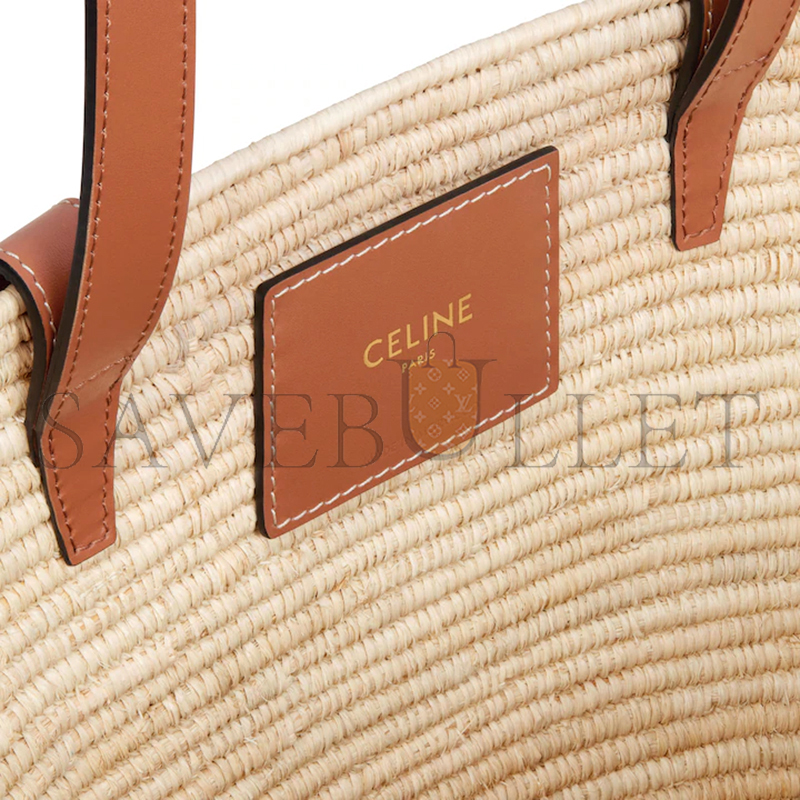 Ce**e classic panier small braided triomphe in raffia and calfskin 117022fwb.04lu (42*21.5*12cm)